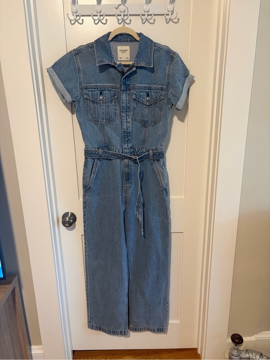 Abercrombie & Fitch Pants - Abercrombie & Fitch Light Blue Denim Short-Sleeve Jumpsuit